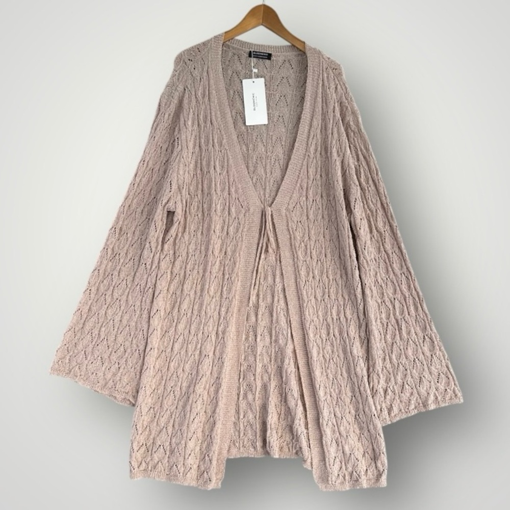BloomChic Blush Cable-Knit Tie-Front Cardigan